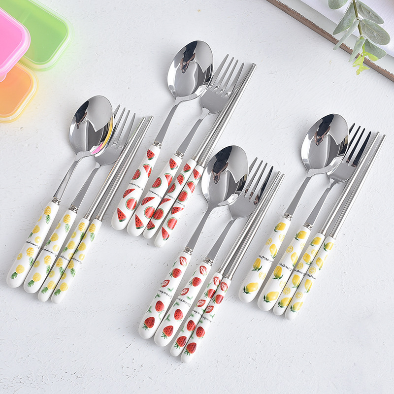 Portable ceramic stainless steel tableware pic 4
