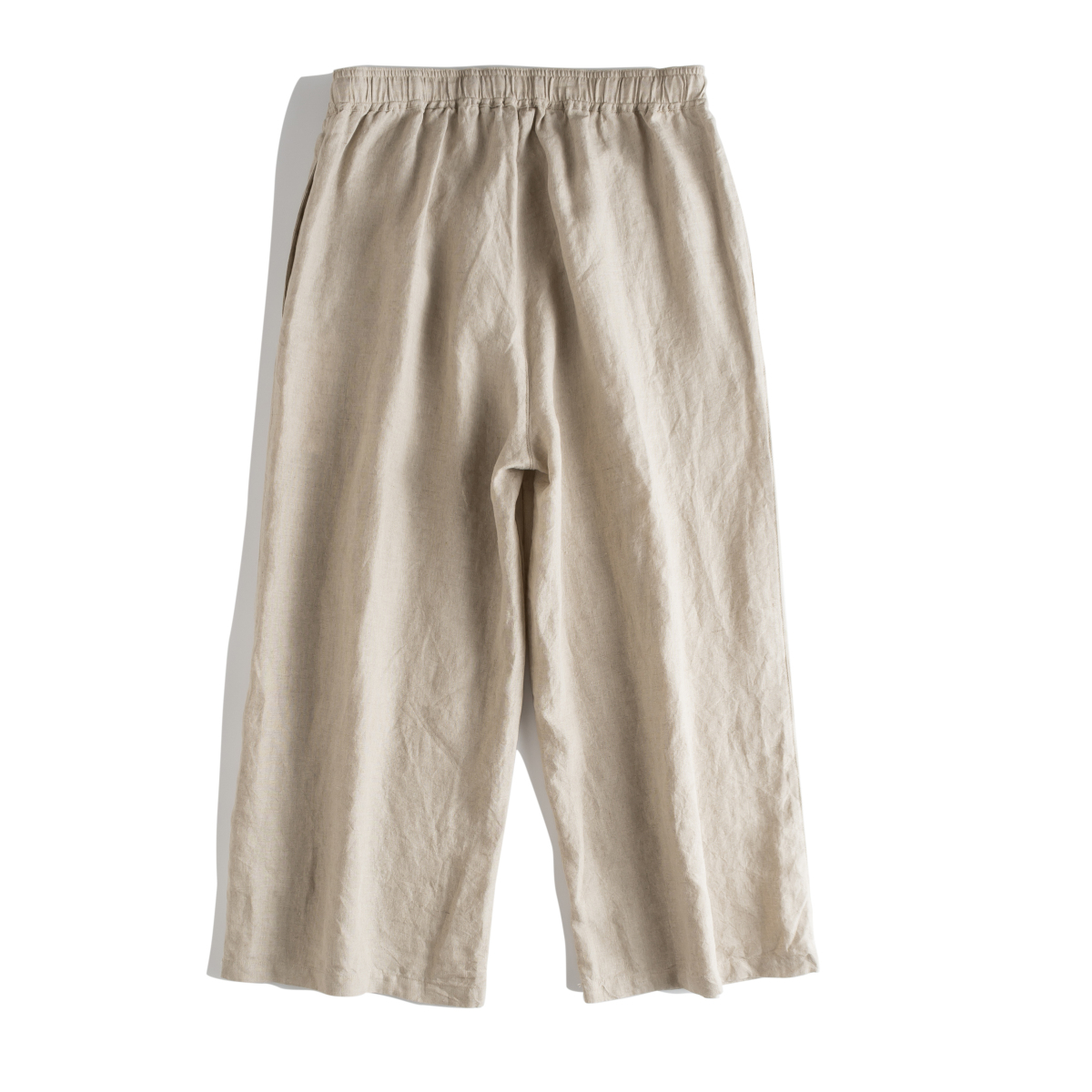 春夏新款法国亚麻阔腿裤九分休闲文艺宽松松紧腰抽绳女式麻裤#000详情4