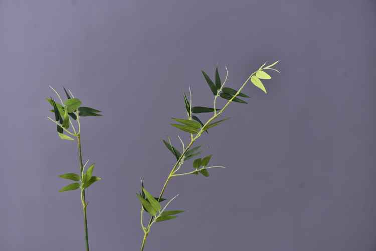 Factory direct sales of artificial bamboo leaves, new Chinese style Zen-like artificial leaves wholesale, 2-prong bamboo leaves, flower and leaf materials, green plants, Lanjin artificial plants pic 5