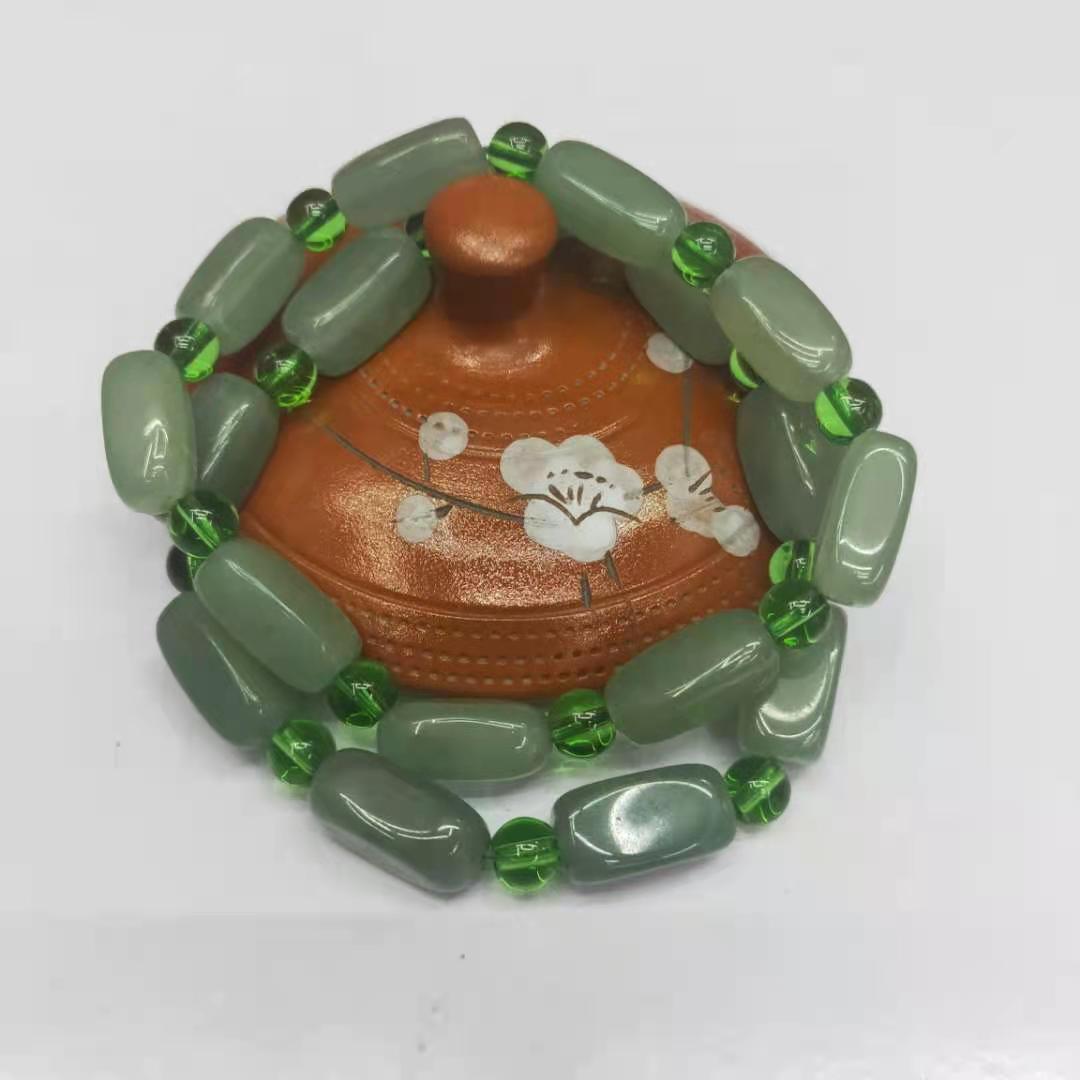 Factory wholesale of natural Dongling jade rectangular irregular combination bracelets, diy green Dongling bracelet jewelry and accessories pic 3