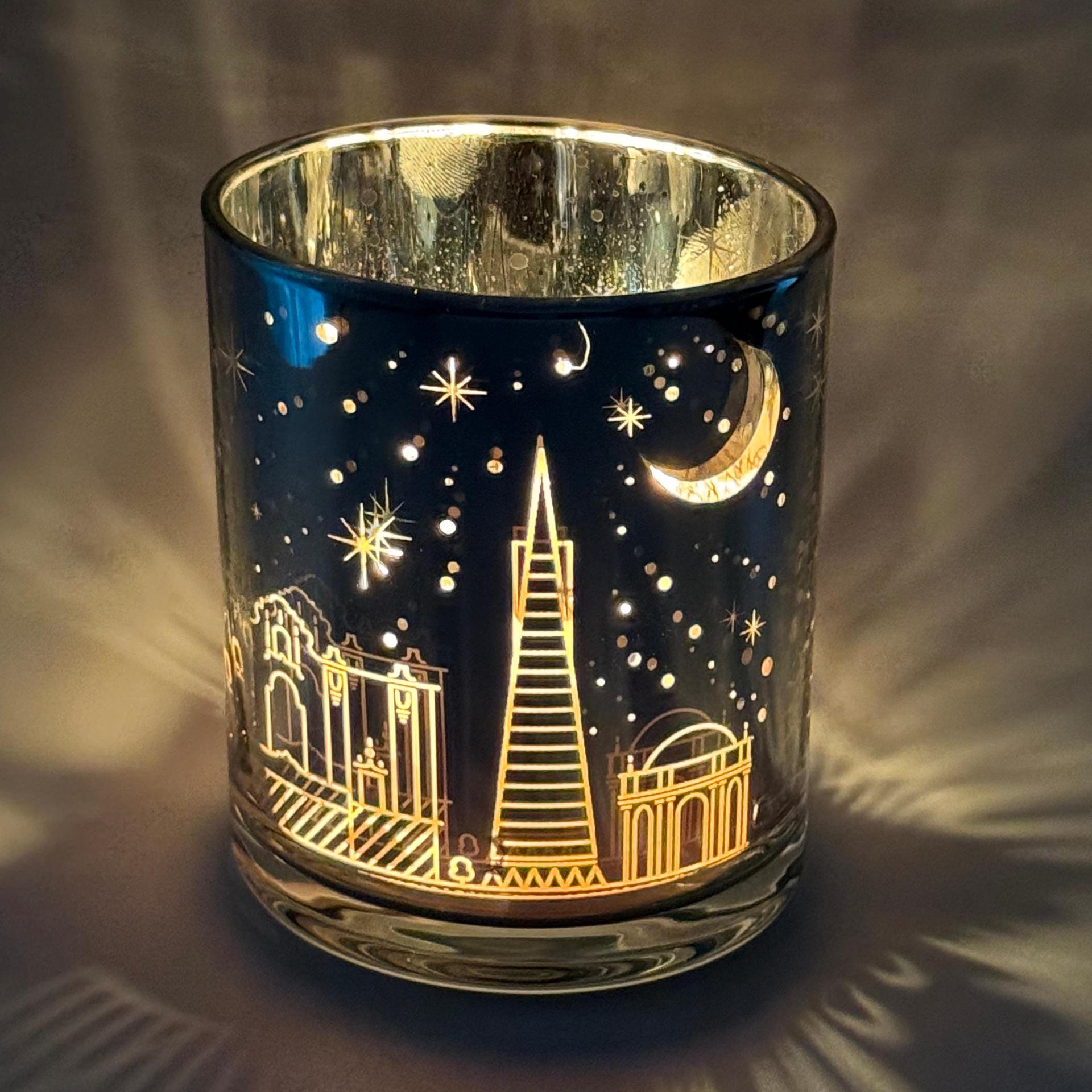城市星空街景蜡烛玻璃杯烛台空杯电镀激光镂空LED光感香薰蜡烛杯详情22