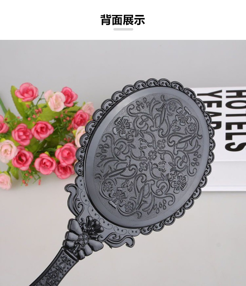 欧式复古手柄化妆镜手持镜子便携随身公主镜 手持化妆镜批发详情4