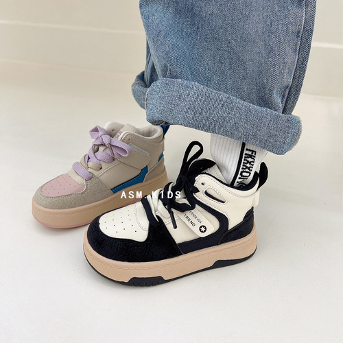 夏萌童鞋2022秋季新款男女童拼色软底板鞋儿童便捷侧魔术贴休闲鞋详情61