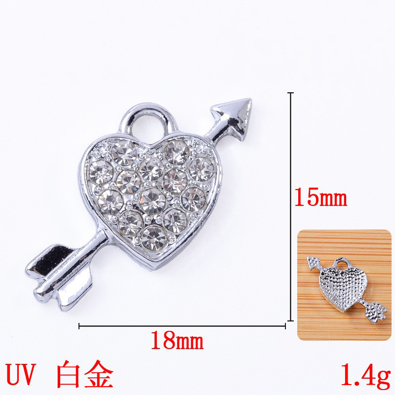 UV 保色diy手工饰品合金材料一箭穿心单款韩版点钻点珍珠挂件批发详情7