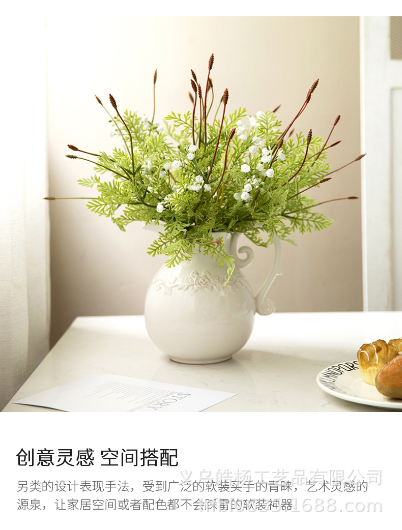 地中海字母奶水壶陶瓷花瓶文艺白色餐桌客厅插花干花瓶装饰摆件详情9
