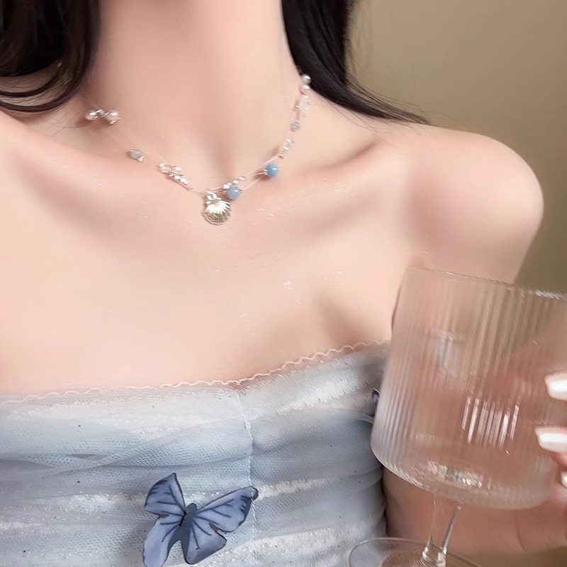 海边沙滩度假风贝壳轻奢项链ins小众设计感配饰编织绳甜美锁骨链详情16