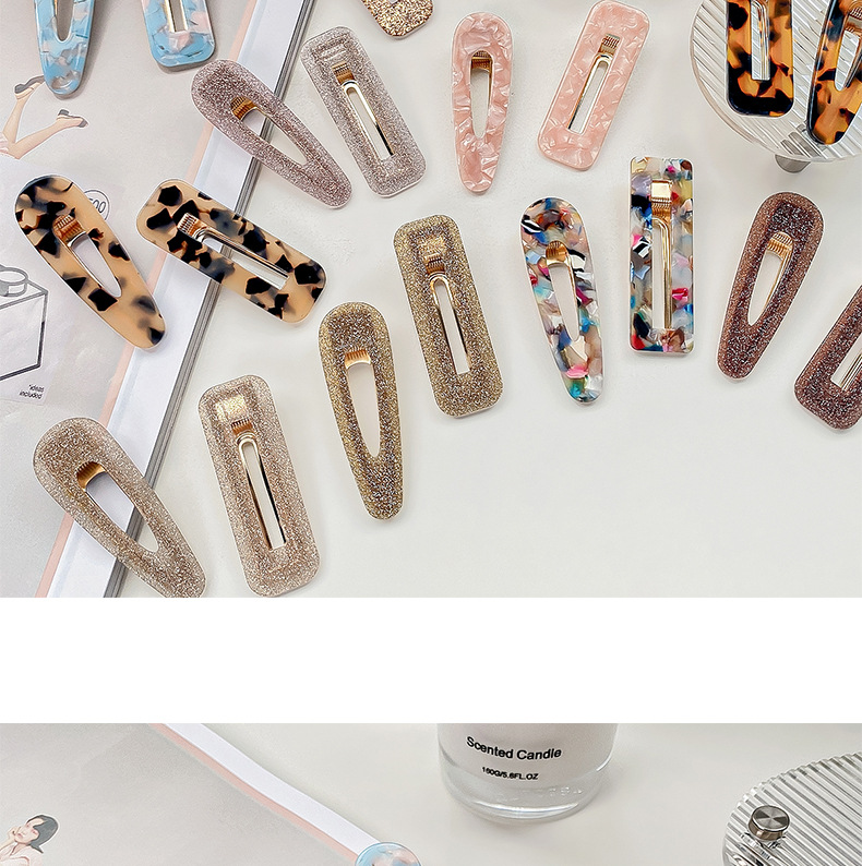 European and American cross-border acetic acid hair clips, teardrop square clips, high-end feel, side clips for bangs, cute girl duckbeak hair clips pic 14