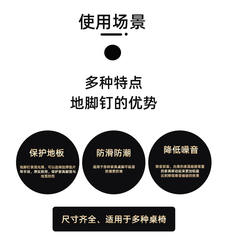 Floor foot nails, furniture accessories, foot nail manufacturers, tables, chairs, cabinets, silent and moisture-proof round hat-shaped rubber and plastic foot nails pic 19
