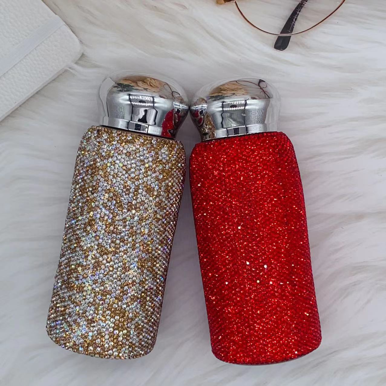 网红镶钻蝴蝶结车载便携水杯不锈钢保温杯镶钻水钻爱心KT猫保温杯详情13