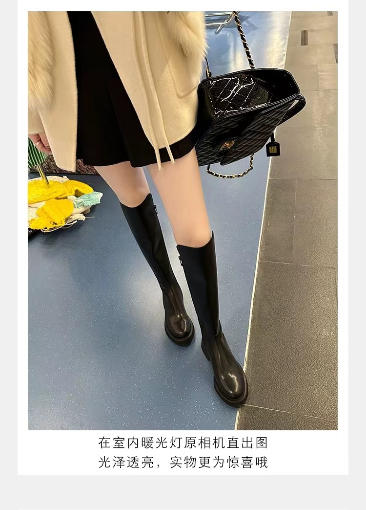 2024秋冬新款厚底小个子长筒靴弹力骑士靴女真皮高筒靴详情22
