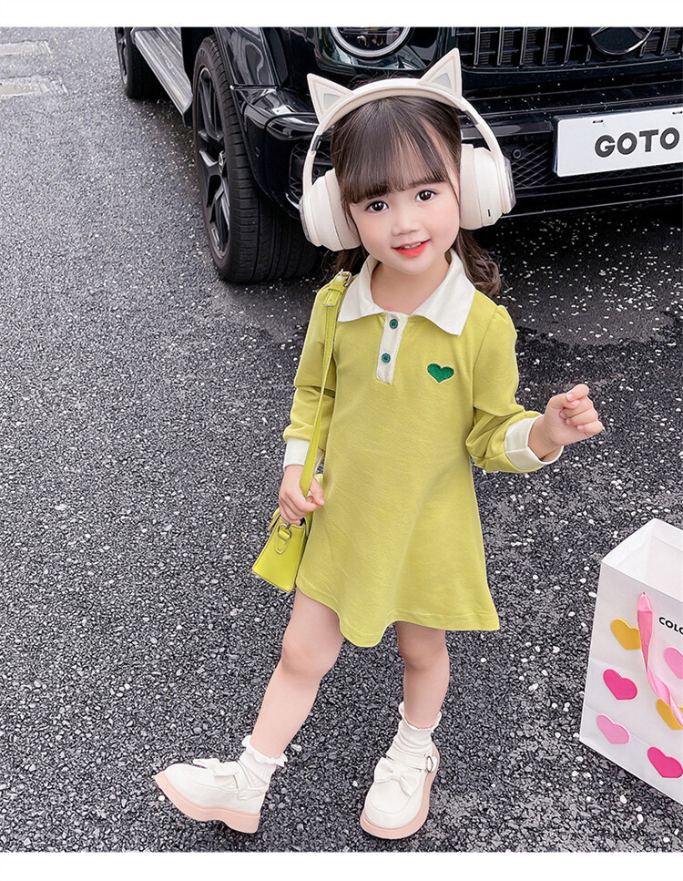女童春秋款连衣裙2023秋季新款韩版女小童刺绣爱心连衣裙公主裙潮详情12