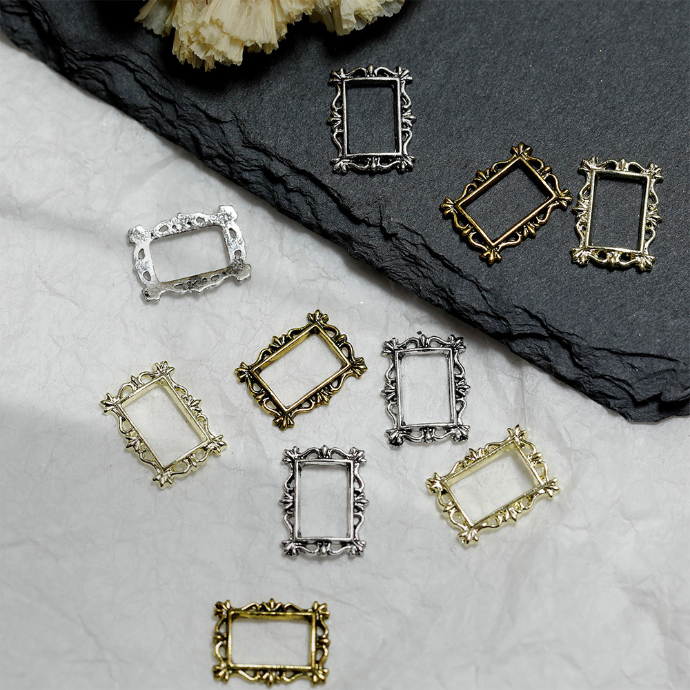 shanilak Kloxin nail art rhinestone jewelry, retro aged photo frame, alloy, Japanese and Korean style, exquisite hollowed-out DIY nail decoration bestseller pic 9