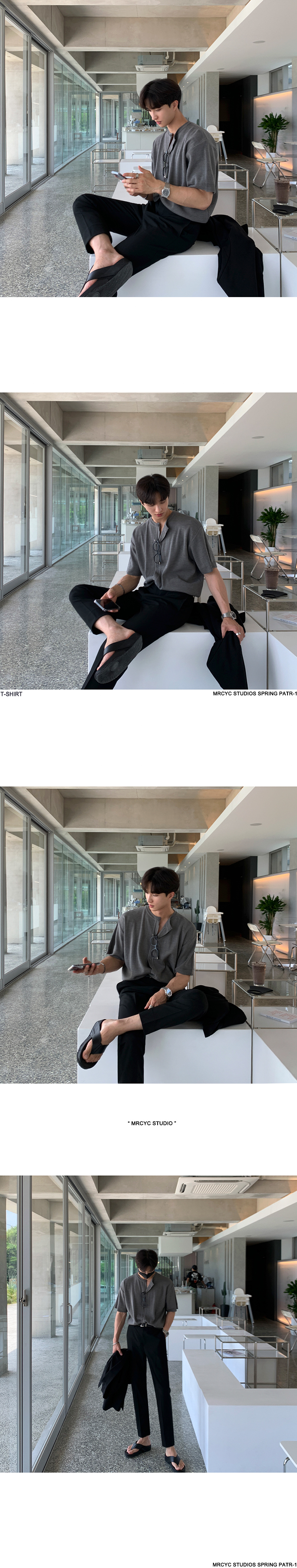 MYQ短袖针织开衫T恤男夏季韩版潮流轻熟风宽松纯色半袖开衫外套详情6