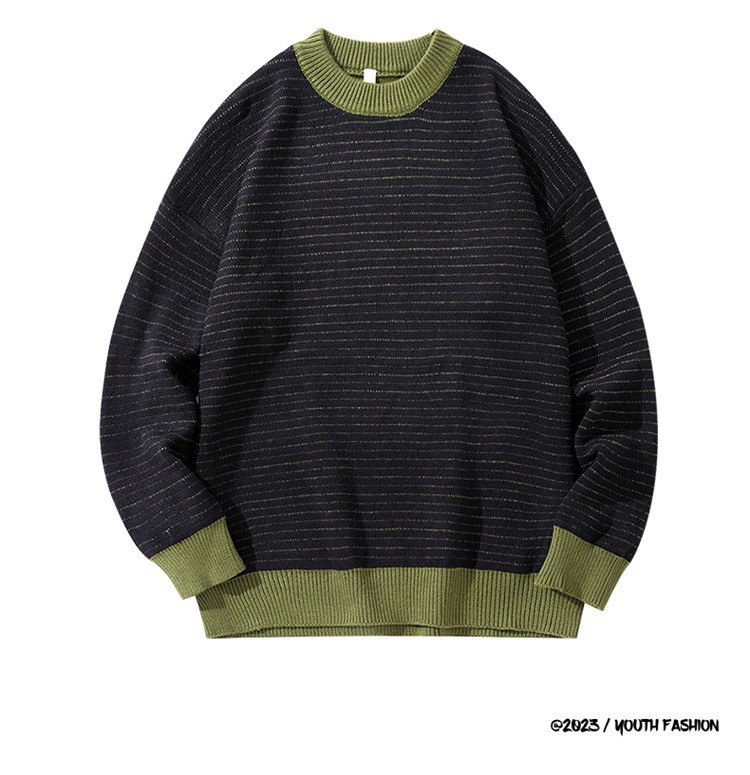 圆领毛衣男士2023新款休闲百搭宽松慵懒风秋冬季加厚潮牌针织衫详情7