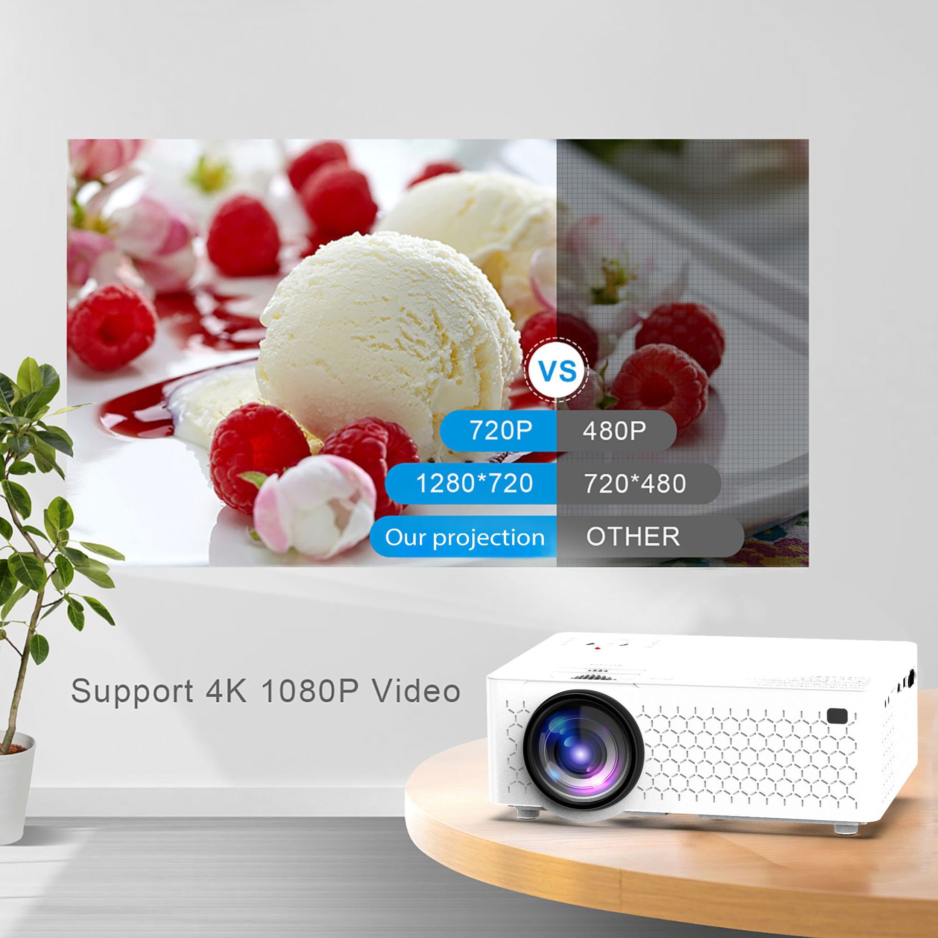 The new A6 projector is a home wifi wireless all-in-one machine and a high-definition 4k mini projector for home use pic 4