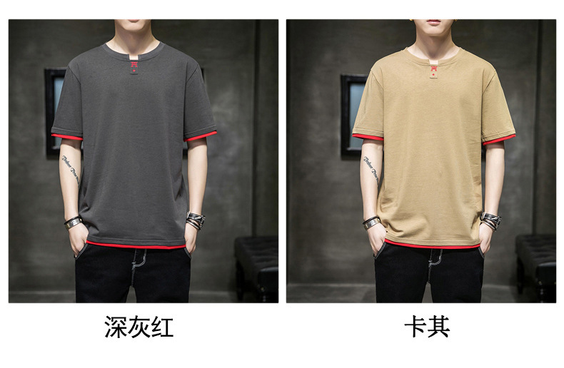 Short-sleeved T-shirt for men, Korean style, summer loose cotton T-shirt, cross-border new style, student bottom layer, half-sleeved shirt pic 70
