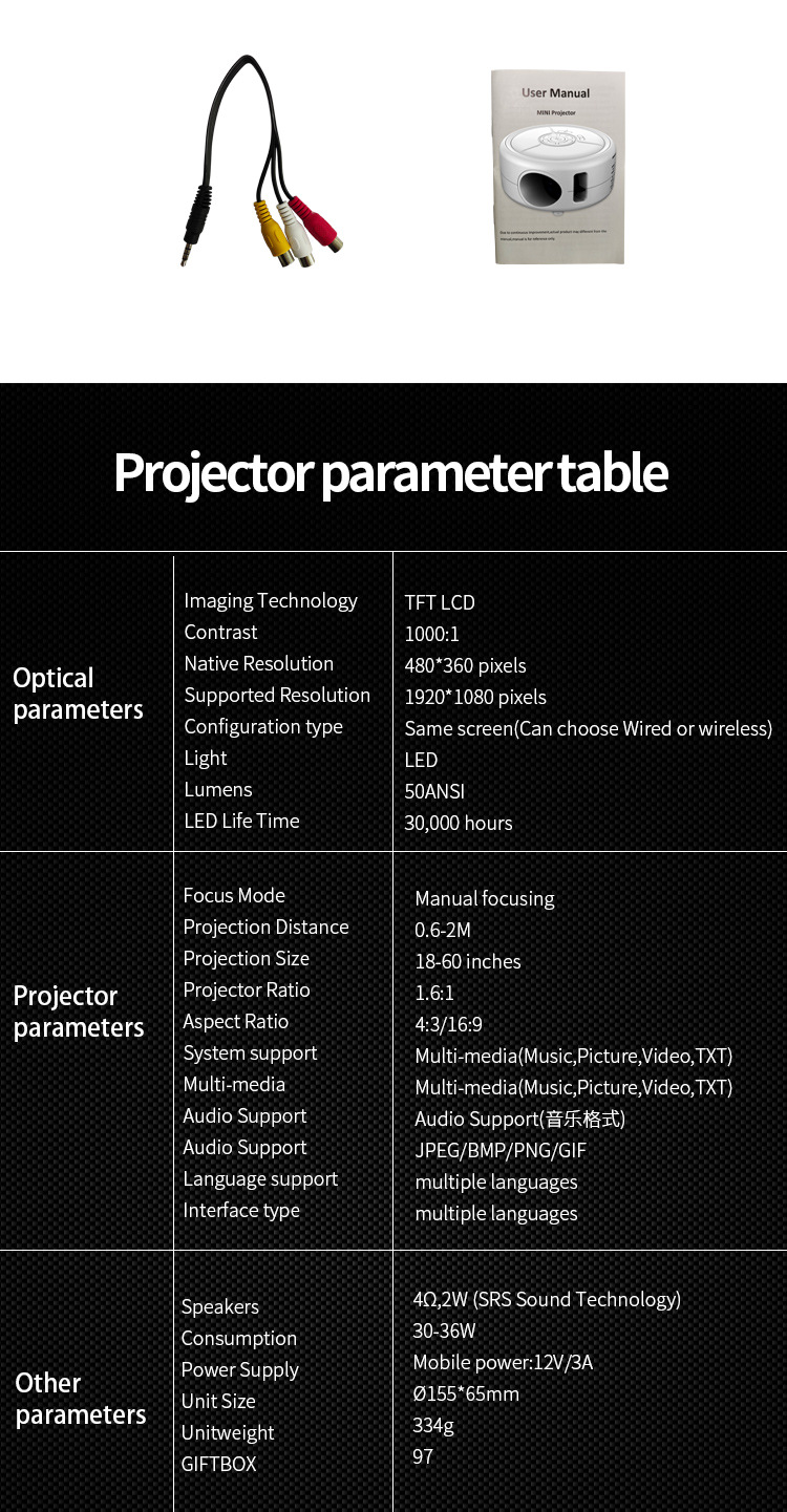 New upgraded portable projector for cross-border e-commerce, mini projector for foreign trade pic 14