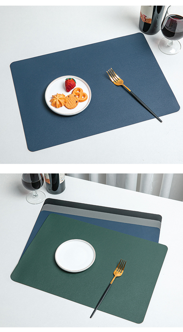 Creative Nordic-style square anti-slip bottom leather placemats, waterproof and oil-proof Western-style heat insulation pads, household heat-resistant pads pic 17