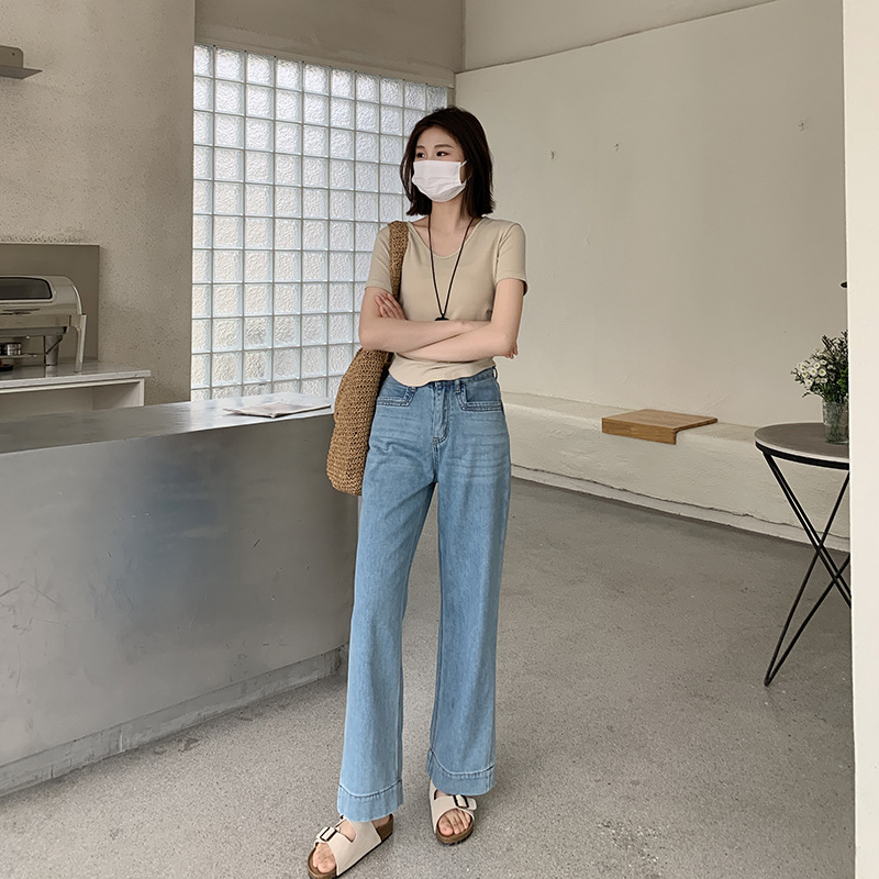 超清凉 天丝柔软牛仔裤女春夏新款弹力宽松薄款小个子直筒长裤子详情4