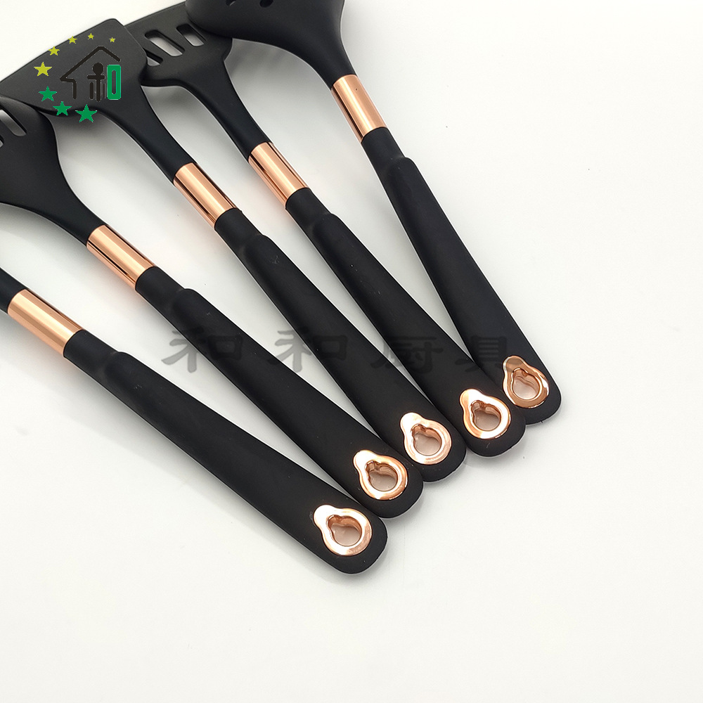 Supply cross-border silicone kitchenware sets, non-stick pans, kitchenware, cooking spoons and spatulas, 10 pieces of gold baking tools pic 26