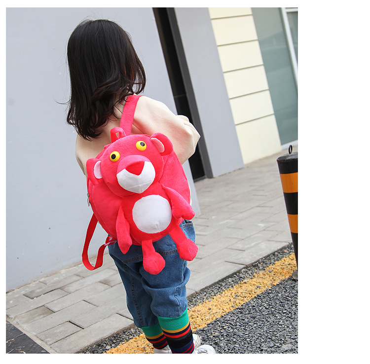 Pink Leopard plush toy figure backpack, cartoon cute doll, hand-held kindergarten schoolbag for boys and girls pic 10
