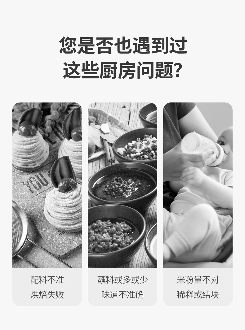 FaSoLa厨房带刻度计盐勺克度勺家用奶粉调料勺烘焙蛋糕称量工具详情4