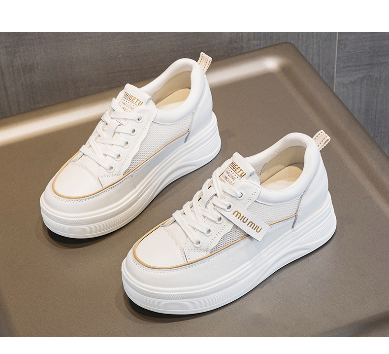 头层牛皮小个子内增高小白鞋松糕厚底运动鞋夏季网面透气休闲女鞋详情31