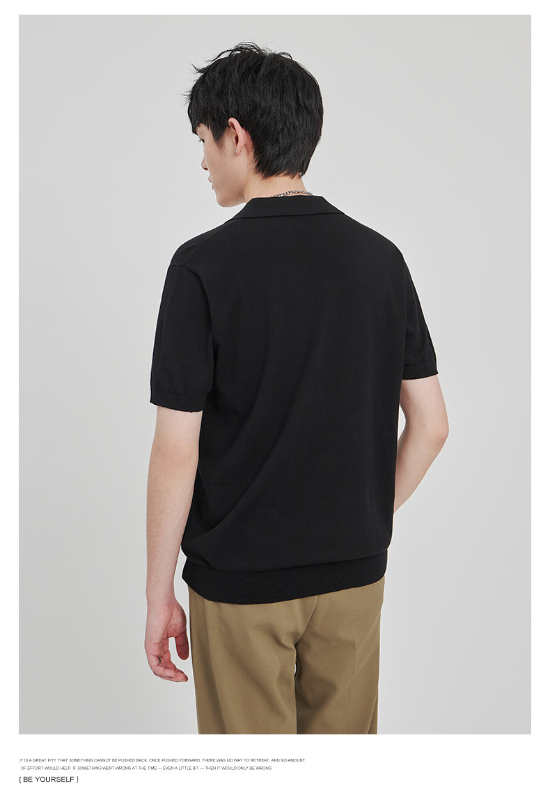APO男装|简约针织短袖t恤男士2024夏季新款纯色设计垂感POLO衫男详情36