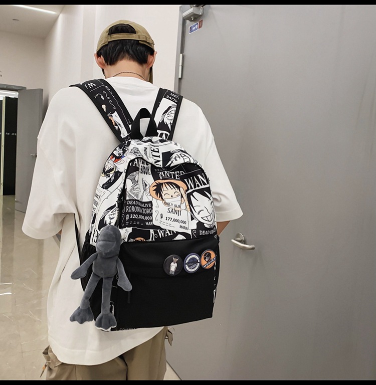 2023新款书包大容量时尚百搭双肩包初高中生情侣简约校园风双肩包详情19