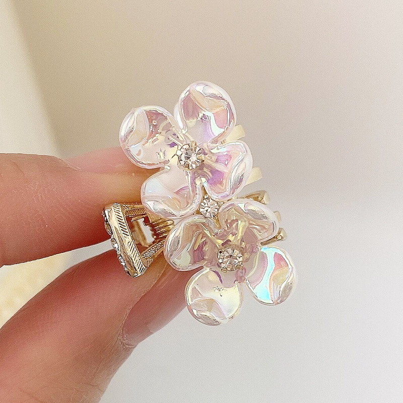 花朵夹子头饰发夹珍珠贝壳花水钻抓夹女小号鲨鱼夹网红女发卡发饰详情11