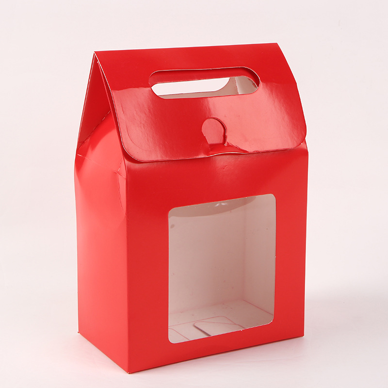 White card open window hand-held packaging bag, kraft cookie box, dessert bag, food paper bag, candy nougat bag pic 3
