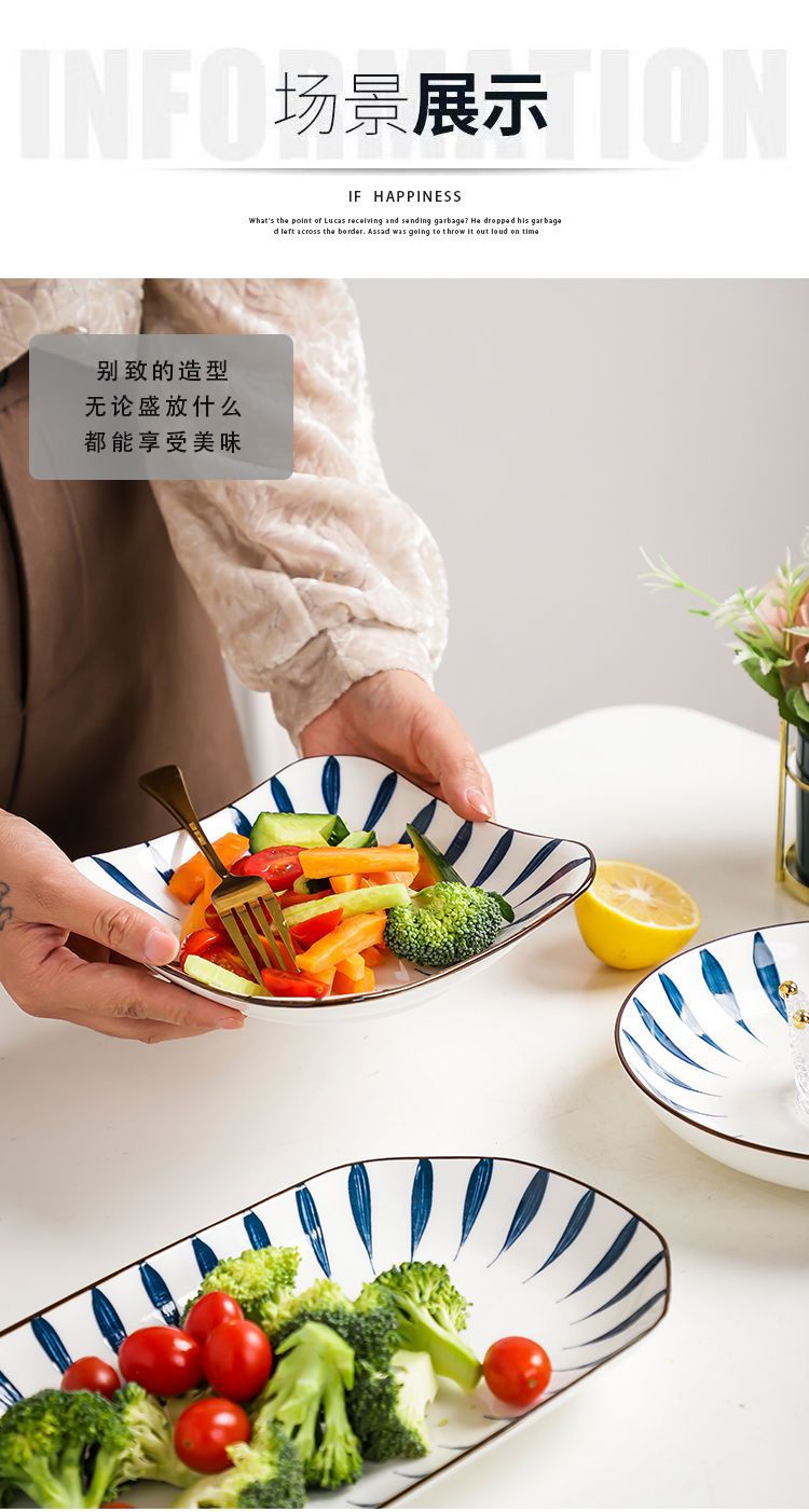 家用菜盘2-6个盘子陶瓷餐具 创意日式瓷盘方盘异形盘简约圆盘菜碟详情7