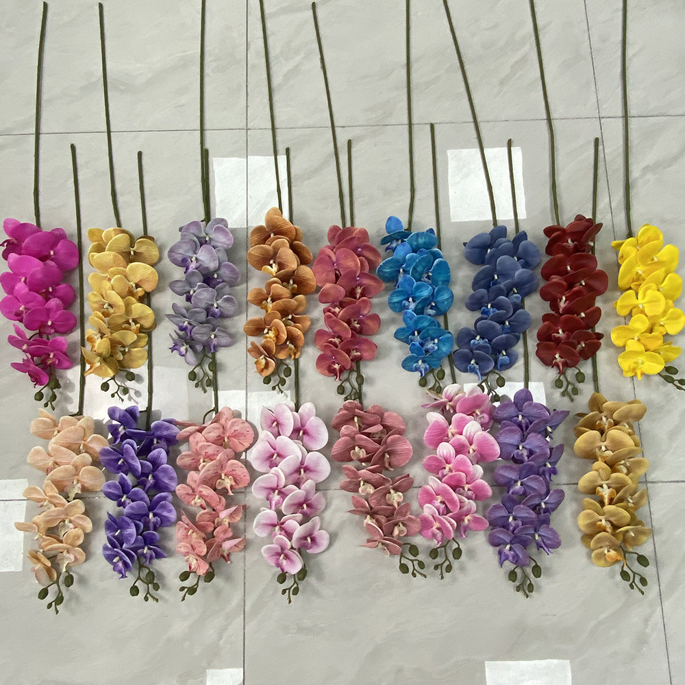 Wedding Mei Li 9-head Phalaenopsis simulation flower 3D printed soft rubber Phalaenopsis artificial flower home conference venue flower arrangement decoration pic 127