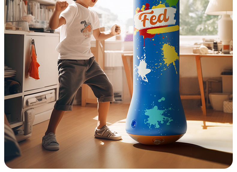 儿童充气拳击柱不倒翁沙包散打跆拳道家用小孩子健身运动拳击沙袋详情13