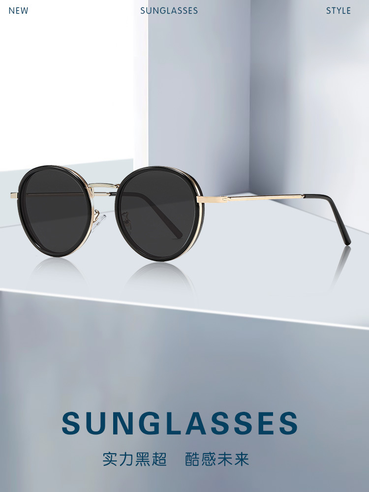Sunglasses for women, 2025 new trendy glasses, Korean version, round face, large frame, face-enhancing, small high-end sunglasses for women, UV protection pic 4