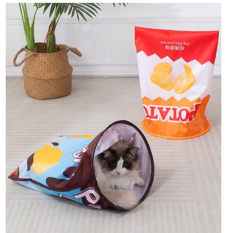 Juguete de gato bolsa de taladro auto hola defollador artefacto juguete de gato palo plegable gato túnel papel de sonido mordida resistente bola de pelo juguete de gato pic 12