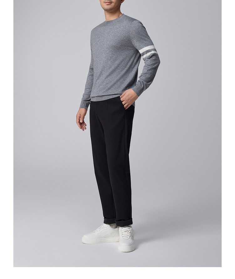 墨麦客男装条纹撞色打底羊毛衫男2024冬季新款简约男士毛衣20810详情20