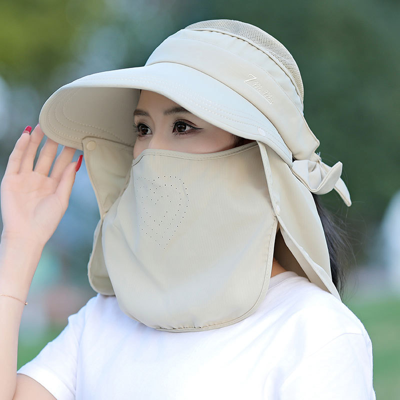 多功能可拆卸遮阳帽子女士夏季大沿防晒沙滩渔夫帽多种戴法采茶帽详情21