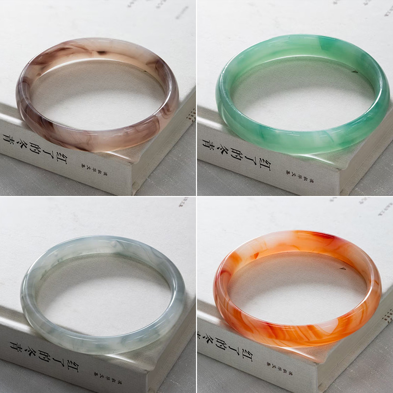 新中式玻璃仿玉手镯批发手镯叮当响叮当镯汉服配饰手镯环圈批发详情3