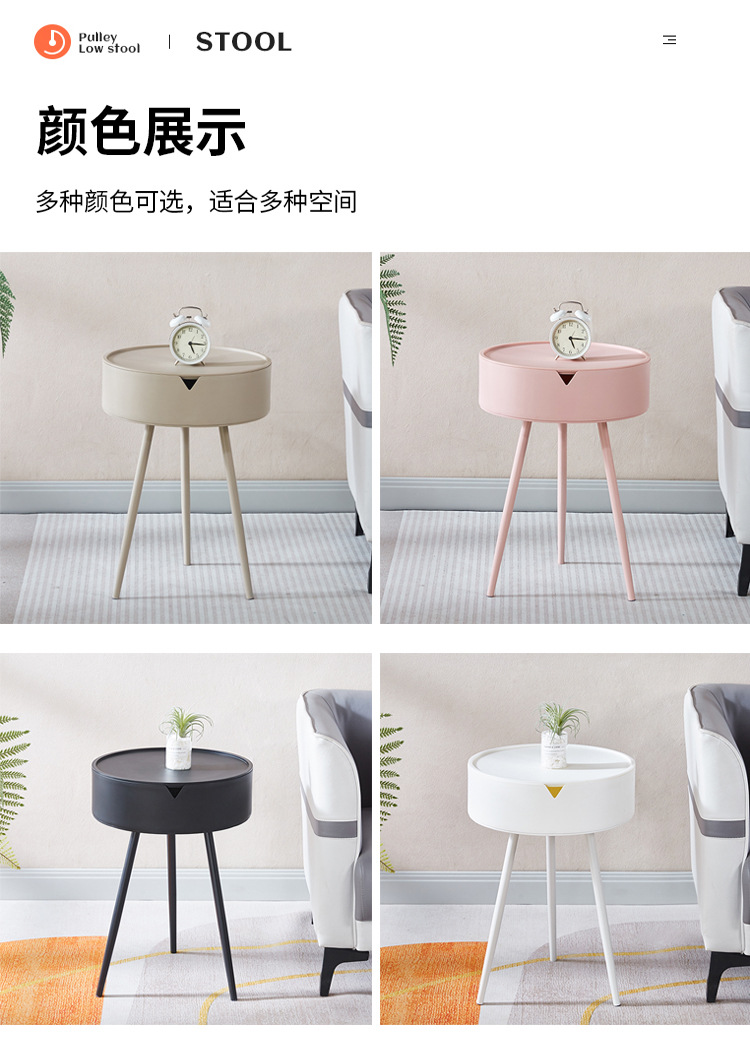 A round triangular table, a small table by the bedside of a girl in the bedroom, a modern and simple mini round table pic 18