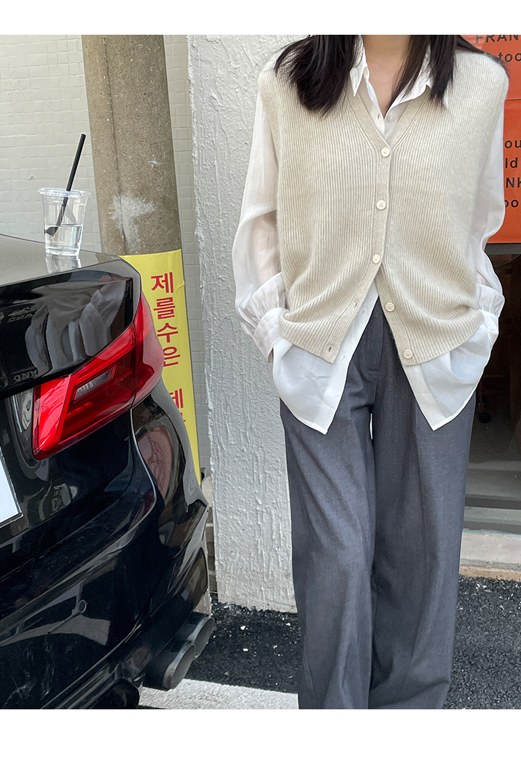 木兰时髦复古小马甲开衫女2023春季新款韩版简约针织上衣女 21507详情34