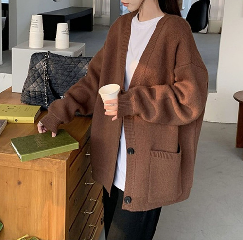 早秋慵懒风宽松休闲百搭长袖外套上衣2022新款时尚针织连帽开衫女详情22