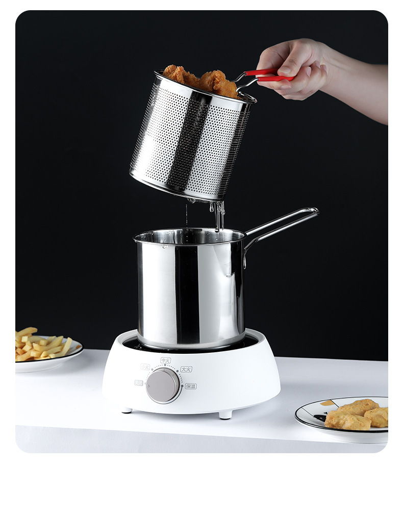 Household small deep fryer, small oil fryer, fuel-saving mini oil pan, skewer frying pan, deep fryer, deep fryer pot, small deep fryer pic 8