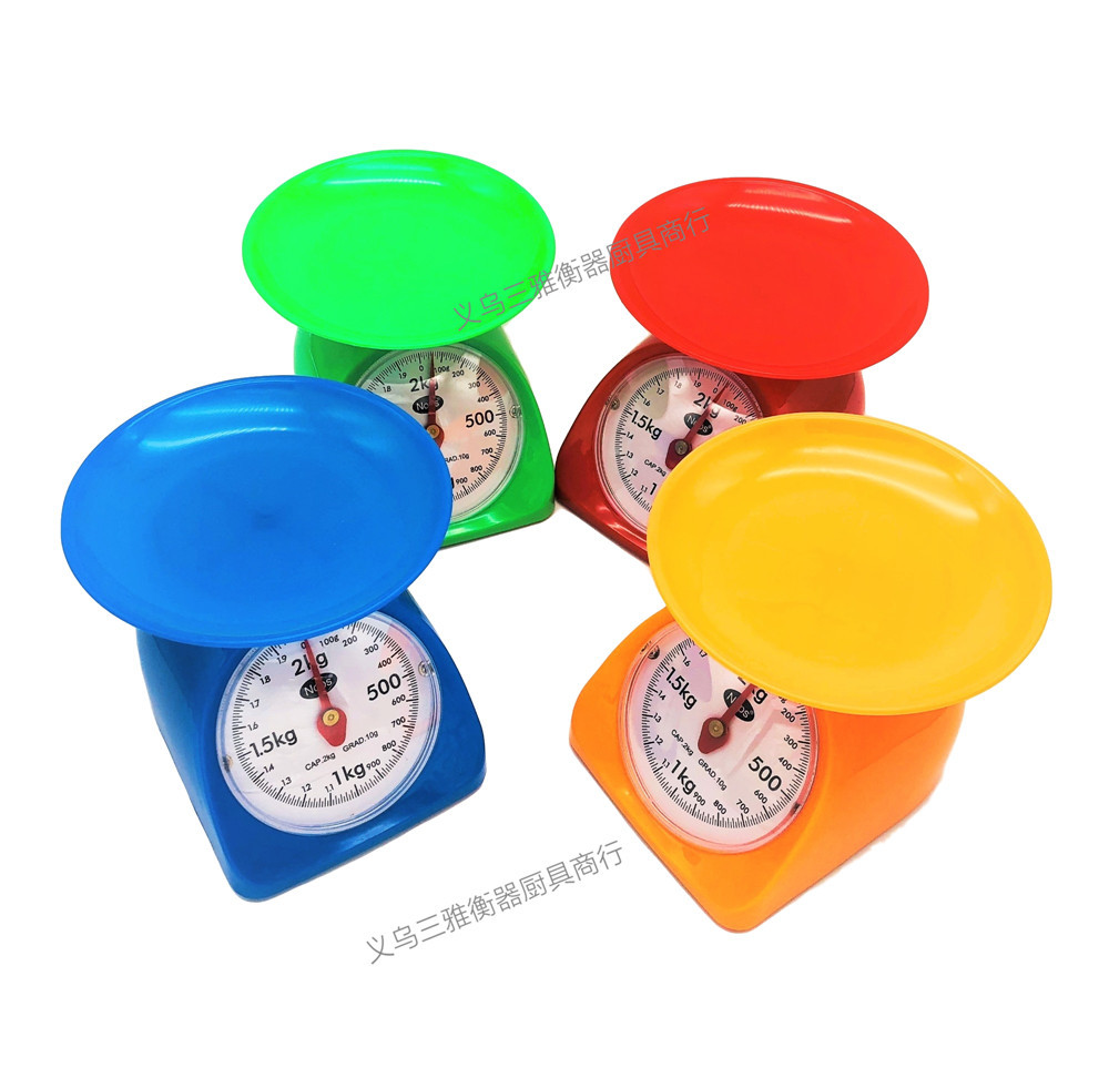 Small household circular plastic spring mechanical dial kitchen scale, small platform scale, 1-5kg and other multiple specifications are available for selection pic 6