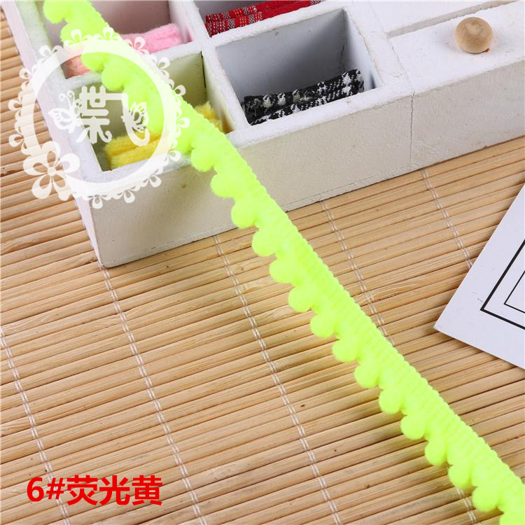 现货供应35色爆款密芽边毛毛虫织带DIY手工帽子服装辅料 毛球花边详情20