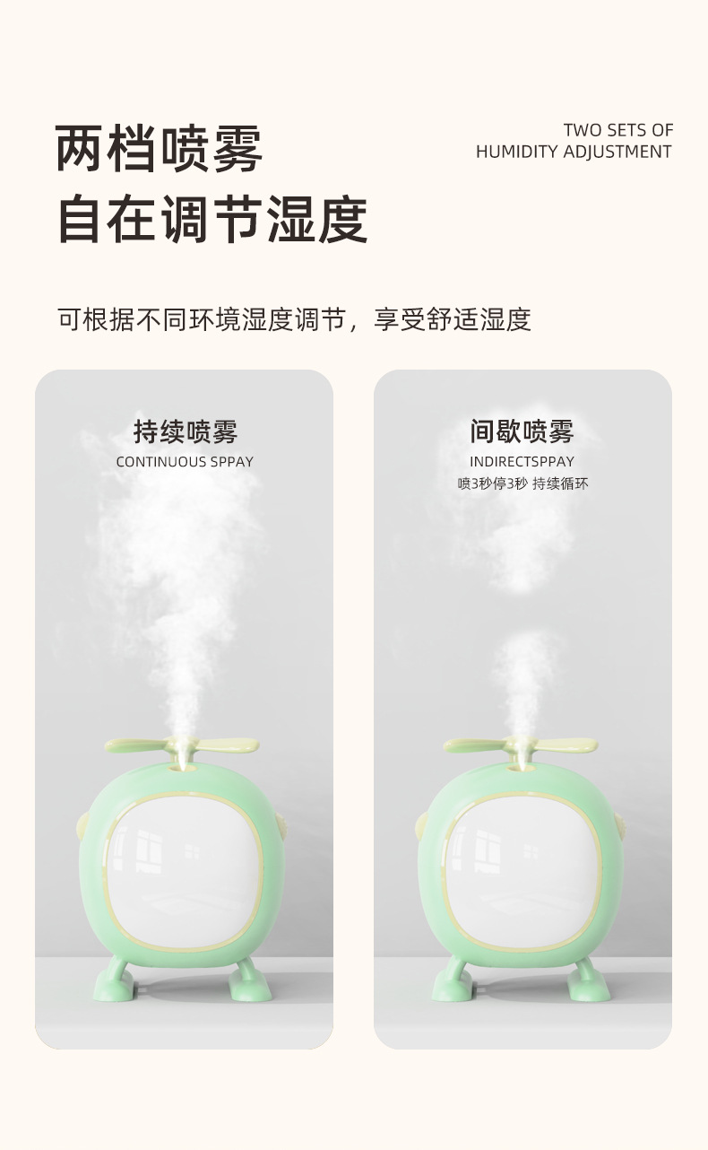 2024新款直升机加湿器USB家用办公桌面静音大喷雾卧室香薰机礼品详情6