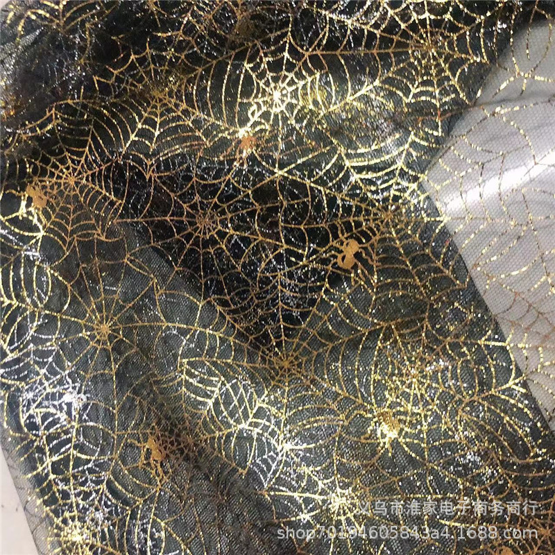 Factory direct sales of bright two-color spider web lace Halloween fabric background tablecloths, clothing accessories pic 6