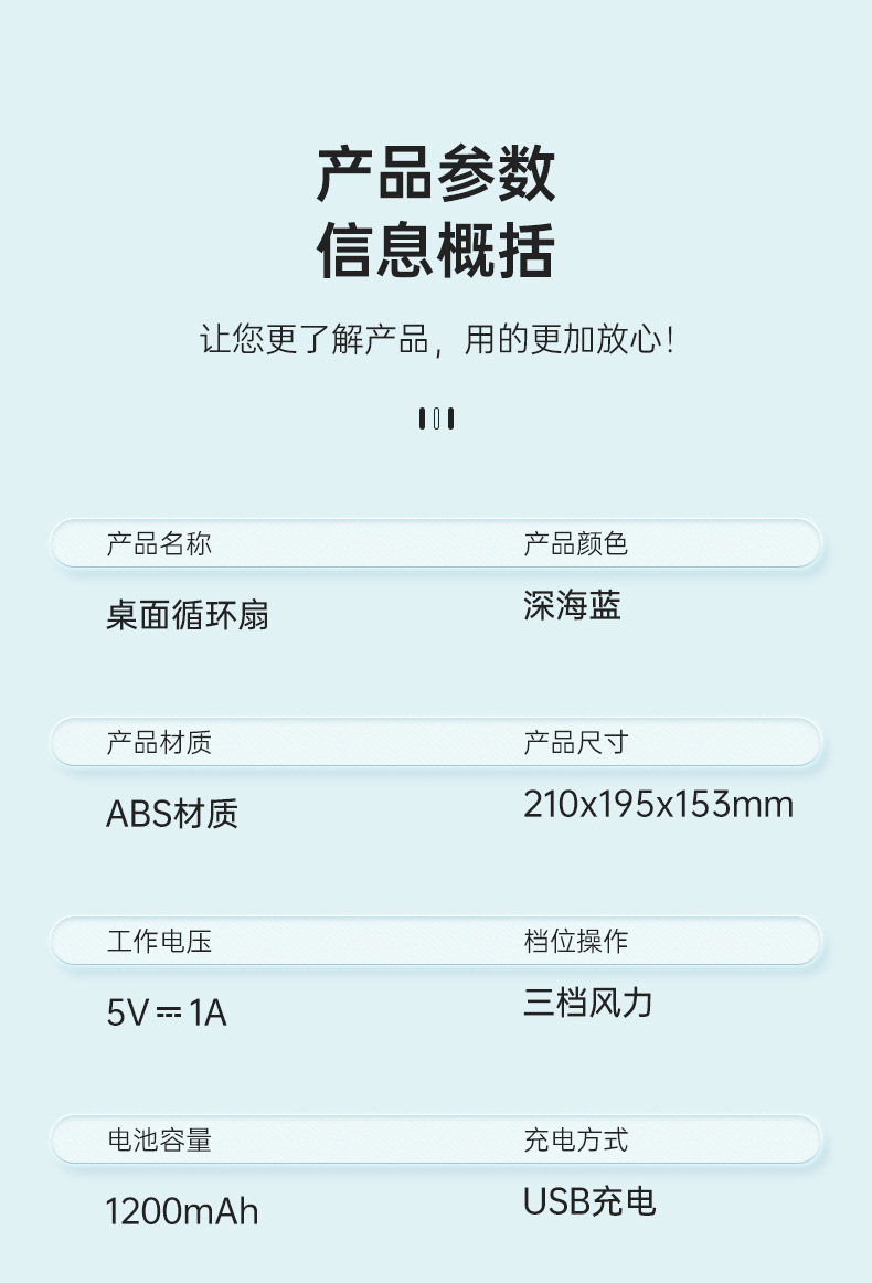 新款台式风扇迷你便携充电USB家用宿舍大风力办公室静音礼品0822详情14