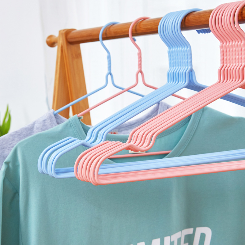 Colored plastic-coated clothes hangers, adult thickened clothes hangers, household traceless clothes hangers, clothes racks, clothes racks, clothes supports, drying racks pic 3