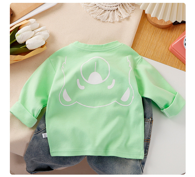 儿童全棉长袖t恤春秋款内搭男童打底衫女童时尚童装秋衣一件代发详情10